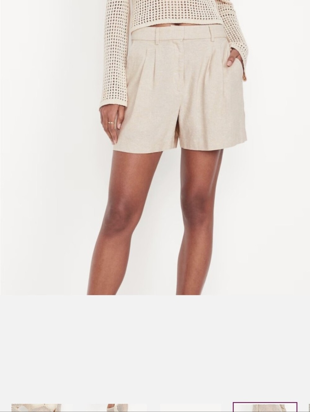 Old Navy Taylor Extra High Rise Adjustable Waist Linen Blend Shorts